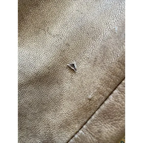 Y2K Vintage Moto Jacket Italian Leather Zip Brown SR Clothing Womens L READ - Picture 9 of 16